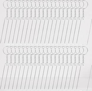 Feeling Well 60pcs Rectangle Acrylic Keychain Blanks Set Clear (3 x 7cm) Key Rings Key Chain