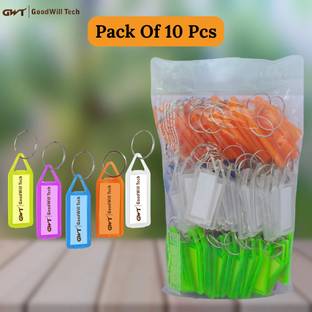 MOREL PLASTIC KEYCHAIN & KEYRINGS WITH NAME LABEL KEY TAGS, MULTICOLOR KEYTAGS FOR HOME OFFICE OR KITCHEN, KEYCHAIN WITH NAME TAG (PACK OF 10) Key Chain
