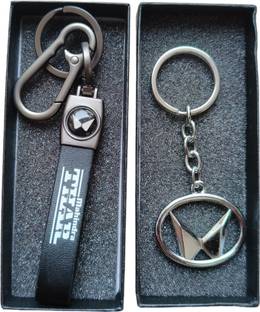 JNV Leather Wth Logo Keychain Compatible With Mahindra THAR Car Key Chain