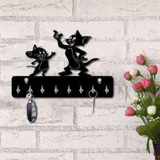 Kenware Tom & Jerry Designer 8 Hooks Office Wall Mount Decorative Keys Organizer Wood Key Holder