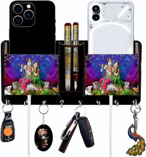 SK PARO Radha Krishna wood key holder/key hanger 2box mobile stand pen stand Wood Key Holder