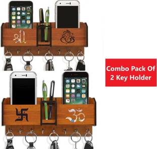 KK CRAFT Beautiful Key Holder For Wall Decor, Pack Of 2 Wood Key Holder