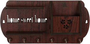 Unnati times Sweet home design multiple key holder and mobile stand Wood Key Holder