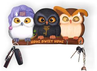 APS Art Plus Store Home Sweet Home Owl Key holder For home Wall Decor, Wood Key Holder
