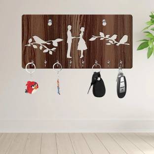 Yamizen Love Bird With Lovely Couple Design Beautiful Key Stand Wood Key Holder
