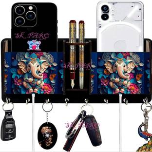 Khushansh Crafts wooden key holders with two pockets and pen holder Wood Key Holder