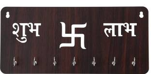 CRAFTY COTTAGE Designer Key Holder & Organizer (SUBH LABH SWASTIK) Wood Key Holder Wood Key Holder