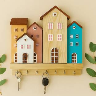 Swapnil Arts Decorative Home Shape Stylish Wood Key Holder