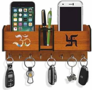 SANKHALA CREATION 2 Shelf Mobile Stand and Pen holder Wood Key Holder