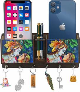 Craftzo Radha Krishan Key Holder / Mobile Holder / Wall Decor Items / Home Decor Items/ Wood Key Holder