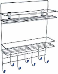 UK Enterprise double layer stainless steel key holder stand for home office Steel Key Holder Stainless Steel Wall Shelf