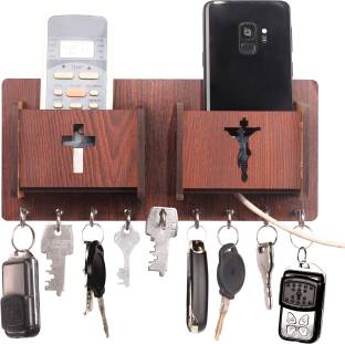 POCKESTER Jesus with Double Mobile Stand Wood Key Holder
