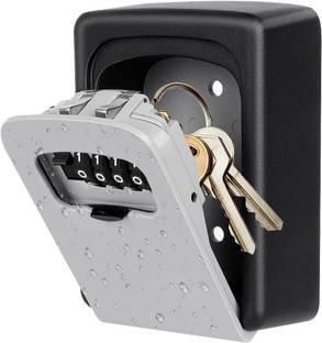 Holy Delight Key Lock Box Wall Mounted, 4 Digit Combination Lockbox for Outside, House Keys Iron Key Holder