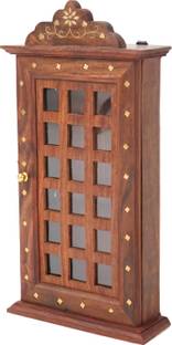 ADA Handicraft Sheesham Wooden Key Holder-Square Design Keychain Holder- Wood Key Holder