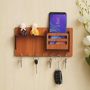 Flipkart SmartBuy Wooden Designer Key Holder Side Wall Shelf, Key Holder for Home and Office Decor Wood Key Holder