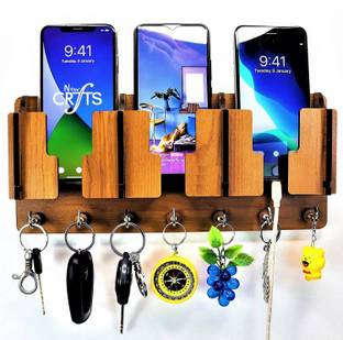 Kaynka Key Holder With 3 Mobile Holder Visiting card Holder Wood Key Holder