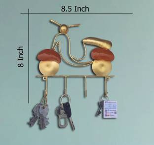 F K Metals FK Metal Key Hanger Scooter wall hanging with Orange color Iron Key Holder