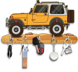 shashank Wooden yellow thar key holder/Printed key holder/Key holder for wall/ Wood Key Holder