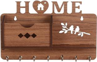 WEBELKART Designer Home with Shelf Wood Key Holder