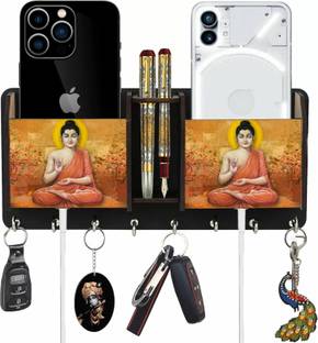 newshivcollection Budha beautiful Wooden Key holder Wood Key Holder Vinyl Record Key Holder
