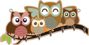 KK CRAFT UV Printed Beautiful Owl Family Key Holder For all Decor, Wood Key Holder