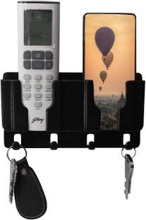 Redclip Wall Mount Mobile Holder with Remote Storage, Key Hooks Organizer Mobile Holder