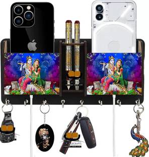 Ajaycollections Beautiful Radha Krishna wood key holder for home, Office décor Wood Key Holder