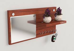 Madhuran Key holder mirror Wood, Glass Key Holder