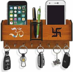 Akshita crafts MULTIPURPOSE WOODEN KEY HOLDER MOBILE CHARGING STAND Wood Key Holder