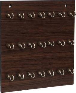AuraZen MDF Wood Wall Mounted Designer Key Holders (21 Hooks Key Holder) Wood Key Holder
