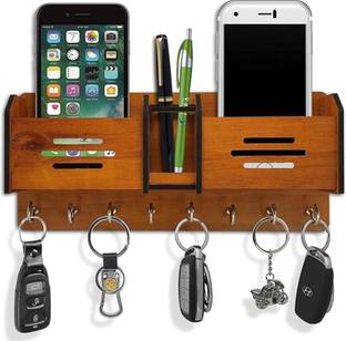 Shivika Crafts Three Line Two Box Key Holder For Home Decor And Keys Stand Wood Key Holder