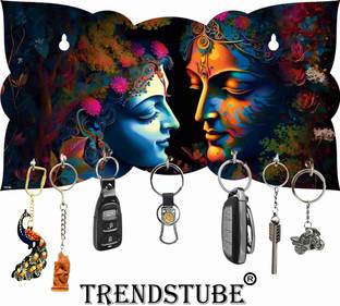 TrendsTube Radhe Radhe Key Holder For Diwali Home Decoration Wood Key Holder