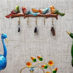 Medieval Arts Handpainted Decorative Bird Key Holder Iron Key Holder