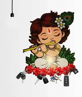 VK Craft Crown Decoz Premium Bal Krishna Wooden Key Holder for Home & Office Wood Key Holder