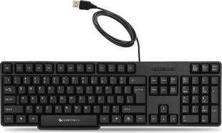 ZEBRONICS Zeb-K20 Wired USB Standard Desktop Keyboard Compatible with Desktop, Laptop, Mac UV Coated Keys, USB Interface, Retractable Stand, Plug and Play