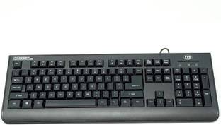 Tvs Electronics Champ Heavy Duty Membrane Wired Keyboard Array of 104 Keys Multimedia Functions Wired USB Standard Desktop Keyboard Compatible with Desktop, Laptop, Mac