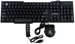 Quantron QKN-15 WIRED KEYBOARD + QMU-510 WIRED MOUSE +QMU -210 4 PORT USB HUB COMBO Wired USB Standard Desktop Keyboard Compatible with Desktop, Laptop, Mac