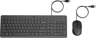 HP 150 Wired Keyboard and Optical Mouse Combo with 1600 DPI - (240J7AA) Wired USB Standard Desktop Keyboard Compatible with Desktop, Laptop, Mac stand support,multimedia_keys