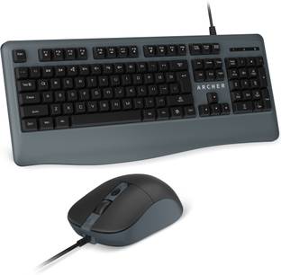 Archer Tech Lab Keyboard & Mouse Combo,104 Keys,Membrane Switches,Multimedia, Windows Compatible Wired USB Desktop Keyboard