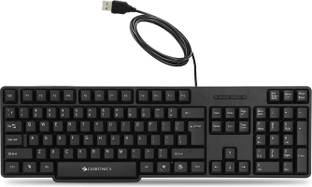 ZEBRONICS Zeb-K20 Wired USB Standard Desktop Keyboard Compatible with Desktop, Laptop, Mac UV Coated Keys, USB Interface, Retractable Stand, Plug and Play