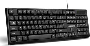 Frontech Wired Keyboard |Membrane 104 Keys| Super Slim Design | USB Plug & Play (KB-0046) Wired USB Standard Desktop Keyboard Compatible with Desktop, Laptop, Mac stand support,Wired Keyboard