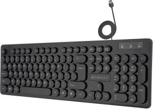 ZEBRONICS ZEB-K24 slim design, retractable stand, 1.3 meter textured cable, Chiclet keys Wired USB Desktop Keyboard