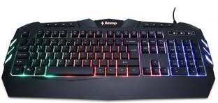 AMMP KB-011W Keyboard Wired USB Standard Gaming Keyboard Compatible with Desktop, Laptop, Mac Easy to Use,Plug and Play,Quick, Comfy Durable body