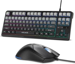 Archer Tech Lab Astra G300 RGB Keyboard & Mouse Combo,87 Keys, 7 Mouse Keys 4 DPI Silent Compact Wired USB Standard Gaming Keyboard Compatible with Desktop, Laptop, Mac