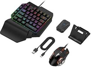 Playtastic 4 in 1 Mobile Game Combo Pack with RGB Mini Gaming Keyboard & Mouse Bluetooth Standard Gaming Keyboard
