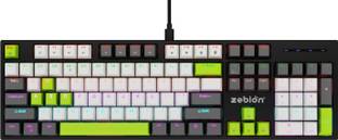 zebion SPEAR,25 Anti Ghosting Keys, 16 Lighting Effects, Type C Braided Cable Wired USB Standard Gaming Keyboard Compatible with Desktop, Laptop, Tablet, Mac