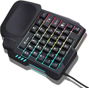 microware G7 single-handed keyboard Wired USB Handheld Gaming Keyboard Compatible with Desktop, Laptop, Mac RGB,multimedia_keys,USB Keyboard One-Handed Wired 35 Keys Luminous Gaming Keyboards for Tablet Colorful Ergonomics Gamer Keypad Hand Rest