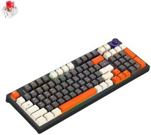 microware RGB Mechanical Bluetooth Keyboard Gaming Keyboard Wireless, 96Key 5.0/2.4G Bluetooth, Wireless Standard Gaming Keyboard Compatible with Desktop, Laptop, Mac