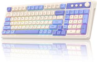 Aula S99 3 in 1 Membrane Programmable Computer Gaming Keyboard With Media Knob Bluetooth, Wired USB, Wireless Standard Gaming Keyboard Compatible with Desktop, Laptop, Tablet, iPad, Mac