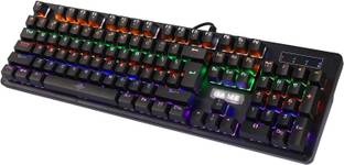 microware K30 USB Wired Mechanical Keyboard,Mechanical Gaming Keyboard with Switch 104Keys Wired USB Standard Gaming Keyboard Compatible with Desktop, Laptop, Mac , with gaming mode ,stand support,multimedia_keys,USB Wired Gaming Keyboard, Quiet Red Switch Mechanical Keyboard with RGB Backlit